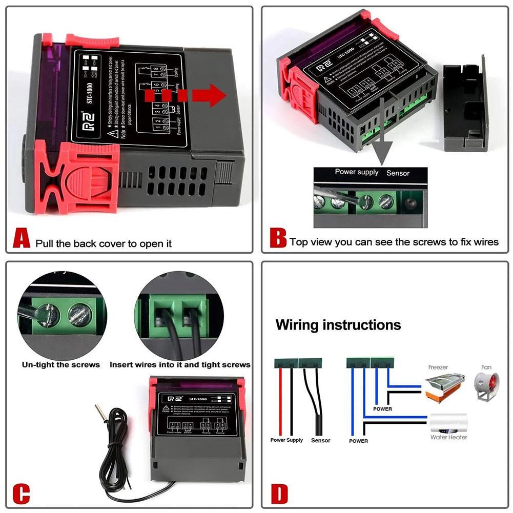 STC1000 Digital Temperature Controller Thermostat w/ Sensor AC110V