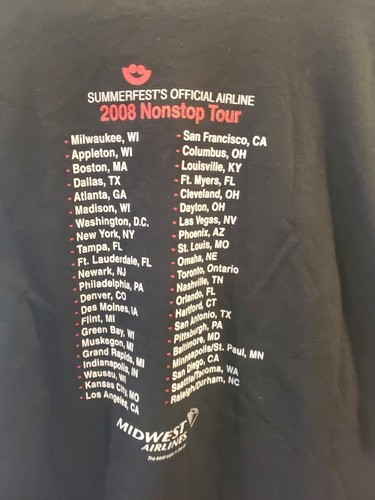 Camiseta Midwest Airlines 2008 Summerfest Rara Negra Talla L Milwaukee Memorabilia - Imagen 11 de 16