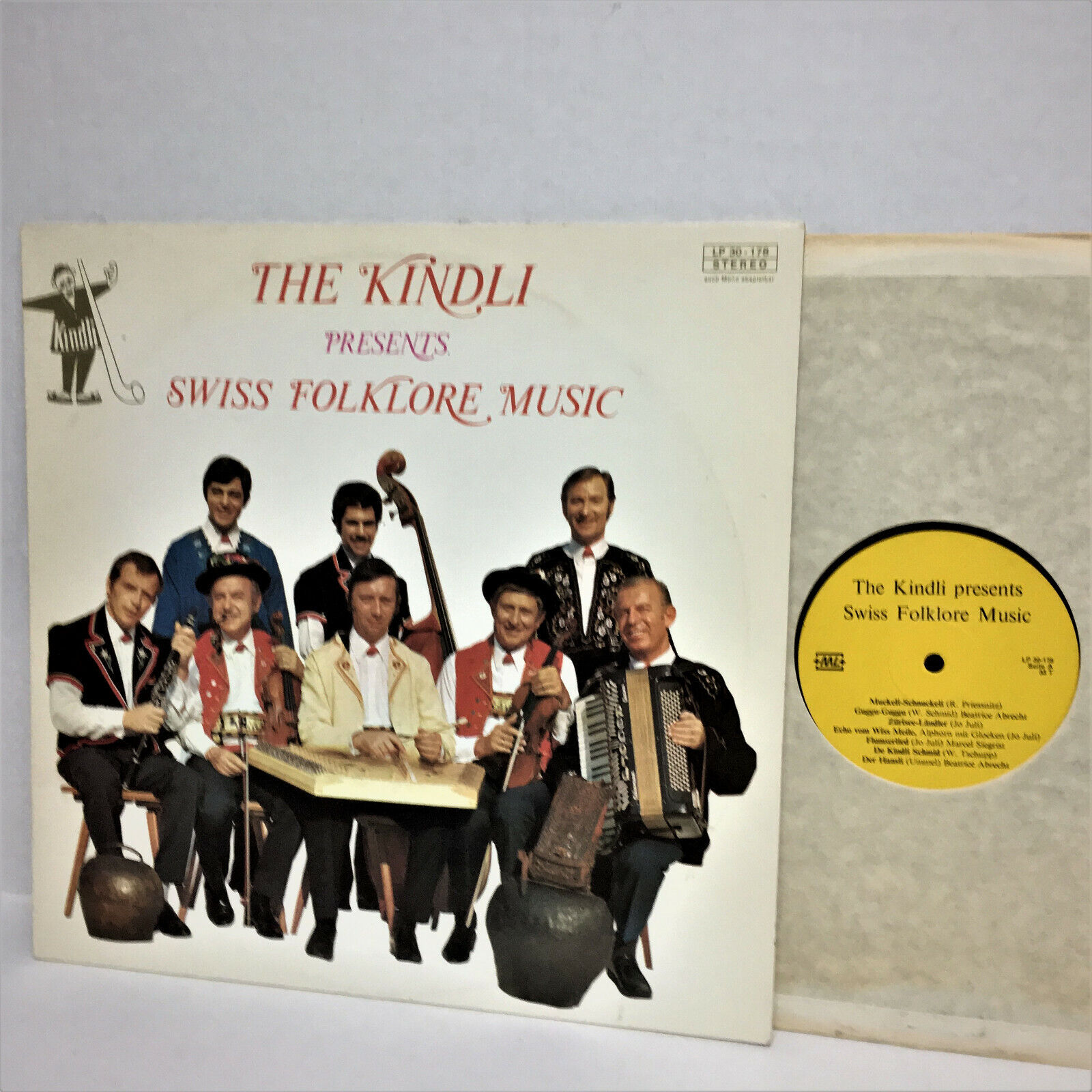 THE KINDLI PRESENTS SWISS FOLKLORE MUSIC USED 33 RPM LP, ML RECORDS NICE,SIGNED