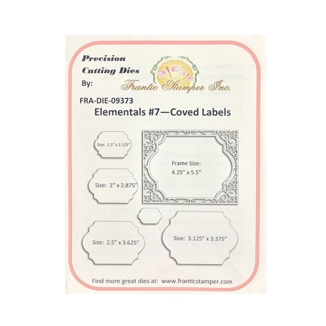 Elementals #7 Metal Die Cut Coved Labels Frames Frantic Stamper Cutting Dies