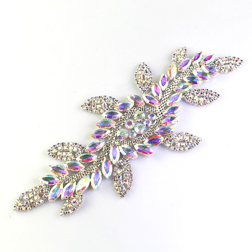 Colorful Rhinestone Applique Motif Patch Wedding Bridal Costume Dress Craft DIY - Picture 10 of 12