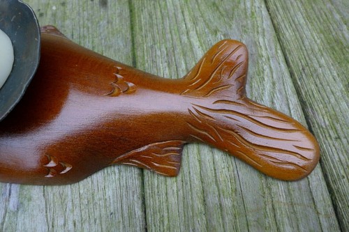 Candle holder with wooden fish base pillar ball candle holder handmade gift idea - Picture 3 of 4