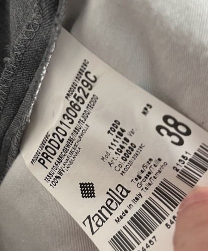 Zanella Made in Italy "Todd" Gray Plaid Flat Front Dress Pants Mens 36x31 MINT! - Picture 7 of 7