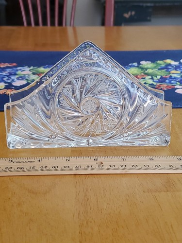 Vtg Polish Crystal 4"×6"×2" Napkin/Envelope Holder Star of David&Pinwheel EUC - Picture 15 of 15
