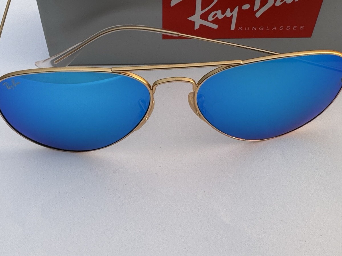 Ray-Ban Gold Aviators with Blue Lenses and Brown Case Ray-Ban Aviator Classic XL (58 - 14) with Brown lenses and  main image 2