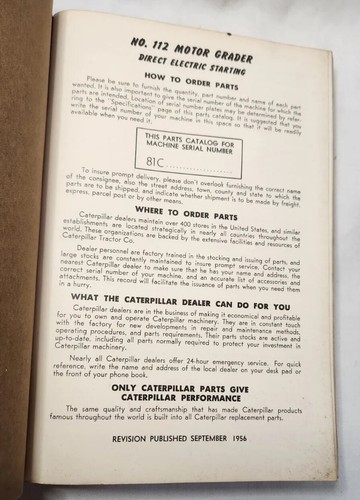 CAT Caterpillar No. 112 Motor Grader Direct Electric Starting Parts Catalog 81C1 - Picture 6 of 20