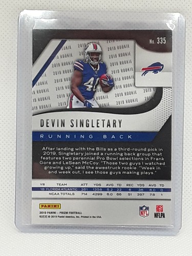 Devin Singletary 2019 Prizm Football - RC #335 - Buffalo Bills - Picture 2 of 2
