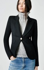Smythe Duchess Blazer Black Size 6 Wool Single Breasted Brass Buttons $725