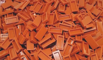 100x LEGO 3069b 1x2 Fliese Tile in Weiß / Dark Bluish Grey Grau / Dark Orange