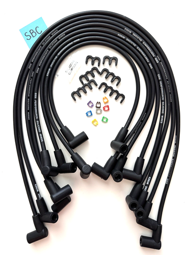 SBC Chevy Silicon Spark Plug Wire Set 8.0 MM for HEI Distributor - Under Exhaust - Picture 2 of 5