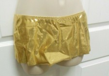 DANCE JAZZ side slit Skirt Metallic Gold spandex Foil Elastic Waist Ch/Ad