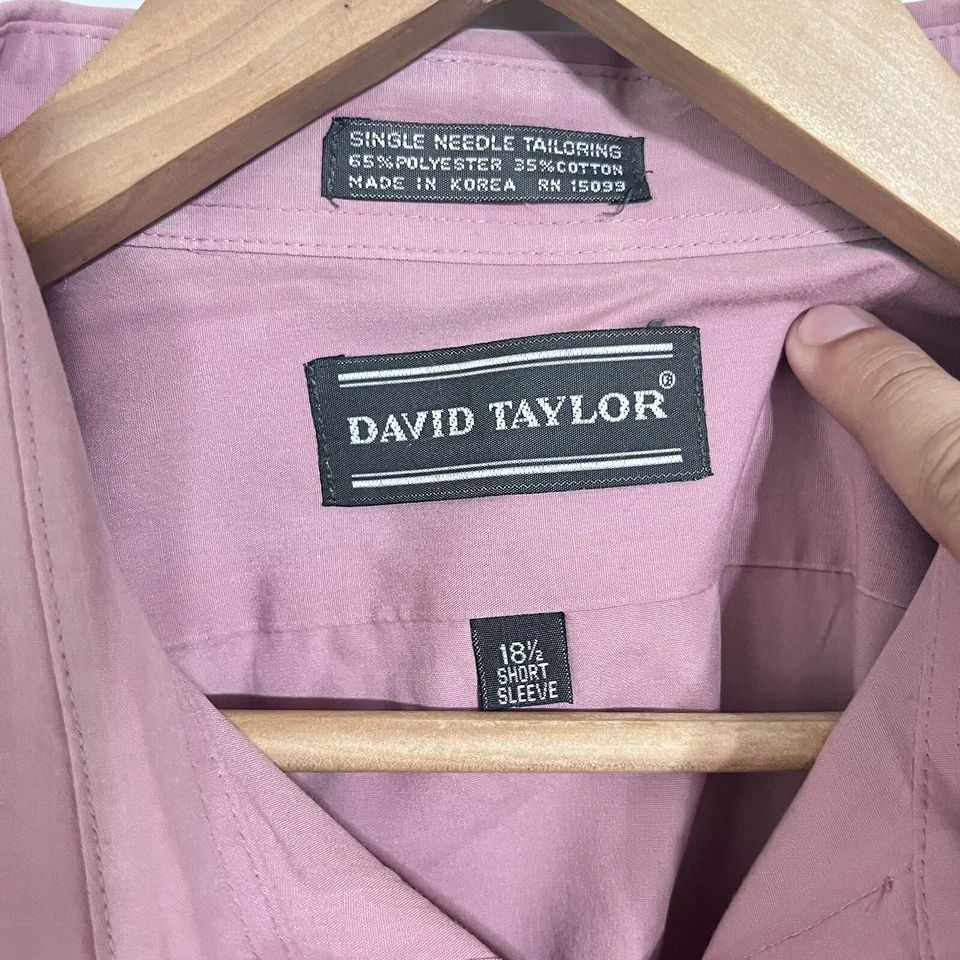 Camisa David Taylor Para Hombre Talla 18.5 Rosa Manga Corta Aguja Única Sastrería Foto 2 de 4