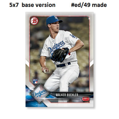 WALKER BUEHLER Dodgers RC #59  - 5x7 Base Version #ed/49 made 2018 Topps Bowman