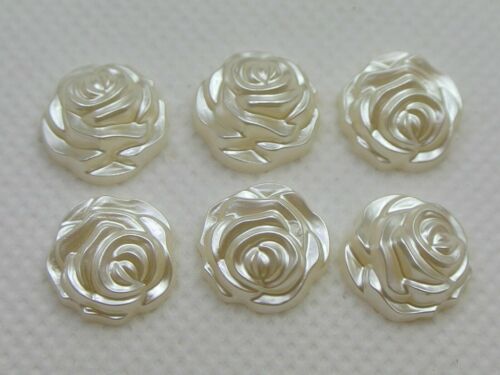 200 White Acrylic Half Pearl Flatback 3D Rose Flower Cabochons 12mm Appliques - Picture 7 of 8