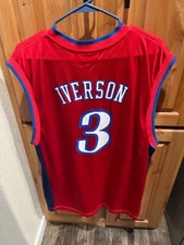 Vintage Reebok Allen Iverson 3 Philadelphia 76ers Jersey Red Sz LG New NO Tags
