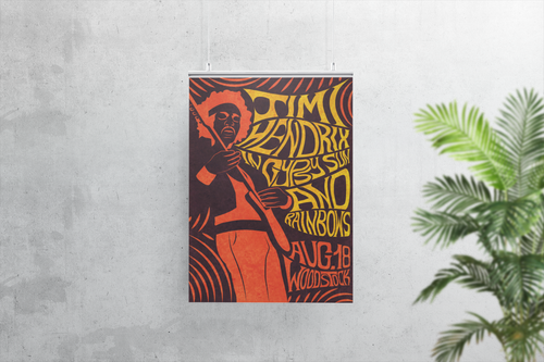 NEW Jimi Hendrix Woodstock Music 69 Poster Print Artwork Canvas FREE SHIPPING - Picture 2 of 3