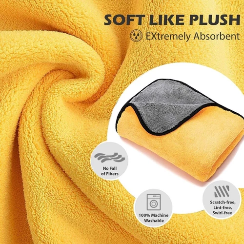 10X Yellow Car Wash Microfiber Towel 24x12'' Cleaning Drying Car Care Soft Cloth - Picture 4 of 10