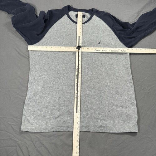 Nautica Sleepwear Long Sleeve Shirt Spinnaker embroider Gray L - Picture 4 of 8