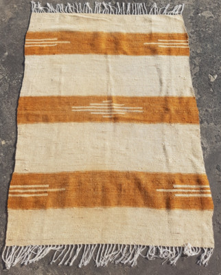Vintage Handarbeit Marokkanisch Gestreift Wolle Flachgewebe Teppich 122x91 cm