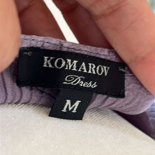 Komarov Crinkled Dress sz M Sequins V neck Assymetric Hem Purple Y2K Fairycore - Picture 11 of 12