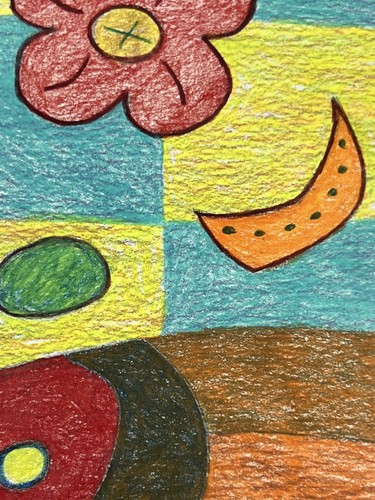 Original Drawing Abstract Flowers In Vase Bouquet Colorful 14x17” Still Life - Picture 7 of 15