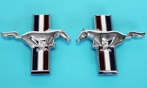 New! 1964 - 1968 Ford Mustang Fender Emblem Running Horse Chrome PAIR - SET