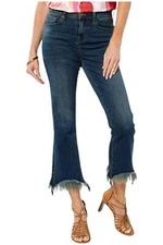 DG2 by Diane Gilman Women's Denim Fringe Bootcut Jean Midtone
