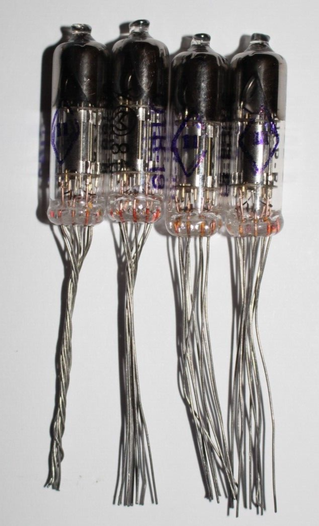 4x 6N16B-V 6Н16Б-В = 6021 ~ 6SN7 DOUBLE TRIODE TUBES MELZ Gold Grid NOS ...
