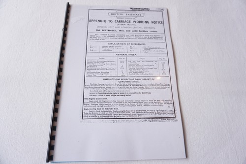 Sept 1953 Fascimilie Railway Carriage Working Notice Steam Trains London East - Picture 1 of 5