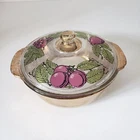 Vintage Anchor Hocking Fire King Covered Casserole Dish Georges Briard Fruit