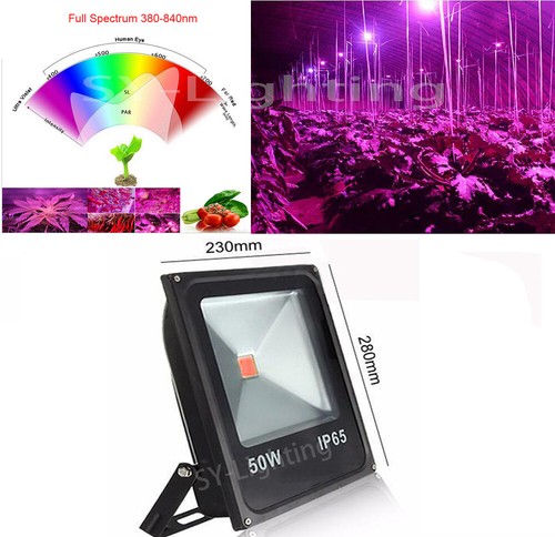 50W 380-840nm Full Spectrum LED Plant grow Hydroponics Outdoor FloodLight Lamp