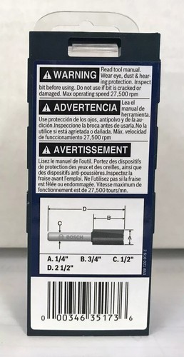 BOSCH 1/4" X 3/4" 2 FLUTE STRAIGHT CARBIDE TIPPED ROUTER BIT 85460MC 2" - Picture 4 of 4