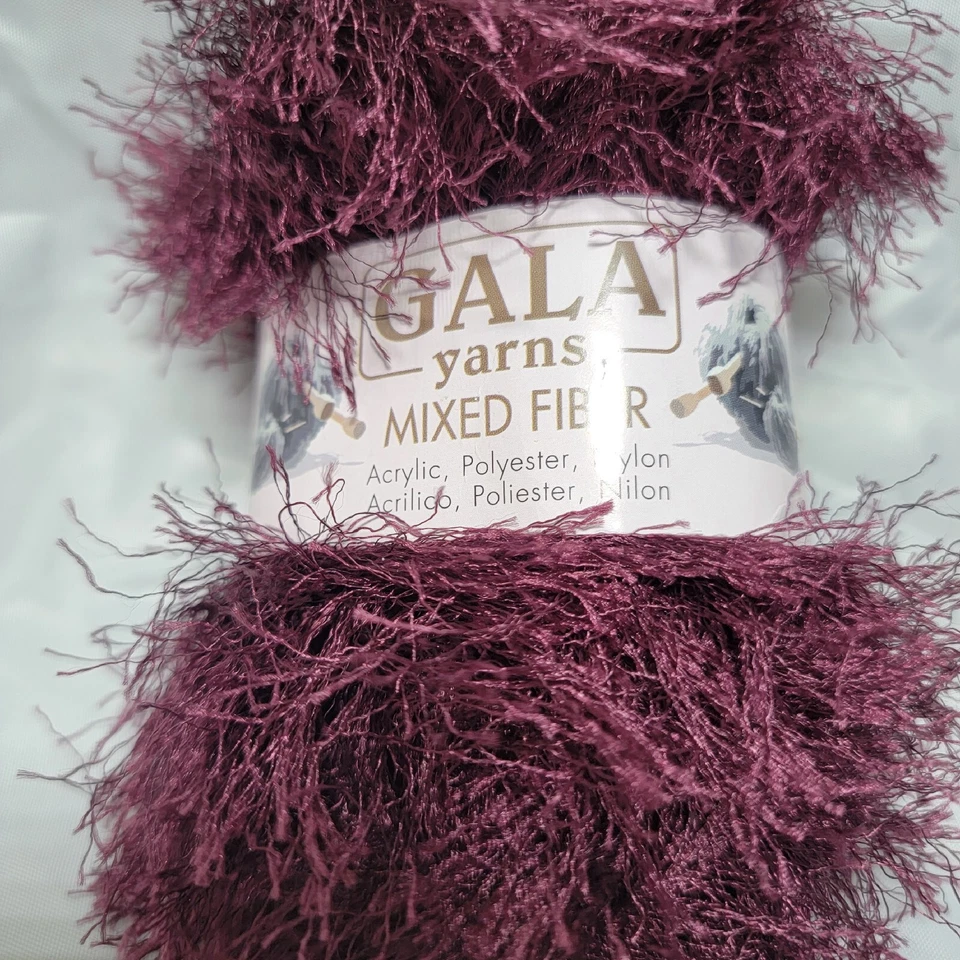 I Gala Yarns Skein Mixed Fiber Eyelash Burgandy Wine 50gr - Image 4 of 4