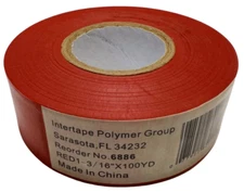 Intertape Polymer Group 6886 Red Flagging Ribbon Tape, 1-3/16” x 100yd