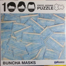 1000pc Puzzle 27"x19" Sealed "Buncha Masks" By Funwares # UTU-3-GI-0233 Sealed
