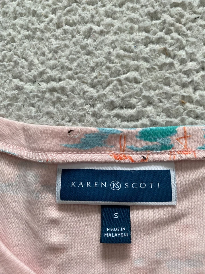 Camiseta Henley Karen Scott Mujer Flamencos Manga 3/4 Rosa Talla S Foto 4 de 4