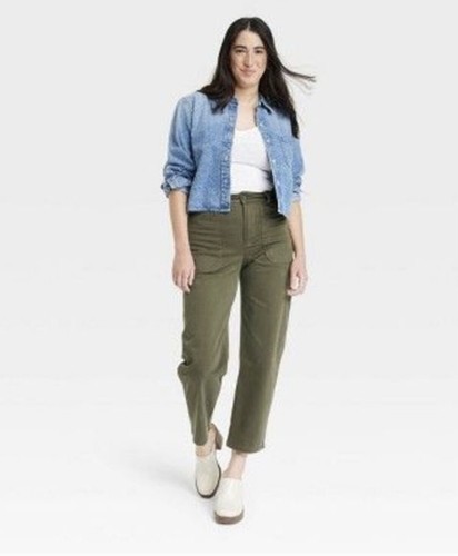 🔥Pantalones de pierna de barril de tiro alto para mujer - Universal Thread Green 17 (h)🔥 - Imagen 2 de 5