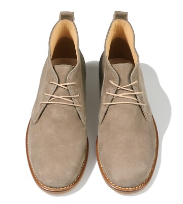 Firenze Atelier Men's Handmade Ash Beige Suede Lace-up Ankle Desert Chukka Boots