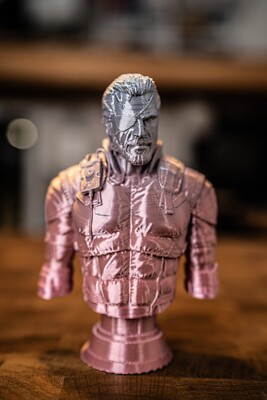 3D Printed - 15cm - Big Boss Bust - Metal Gear - Silk Multi Colored PLA