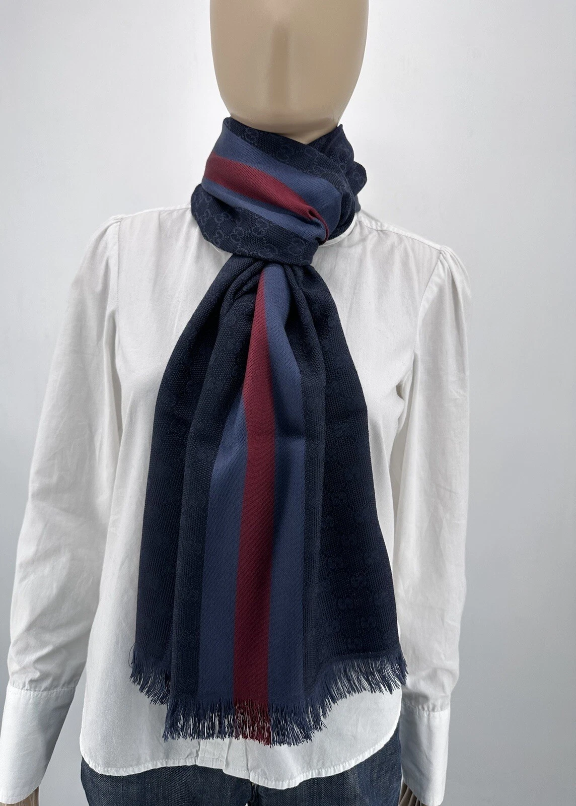 NEUF Luxury Original GUCCI 544620 Écharpe Hommes 35 x 180 cm Modèle GG