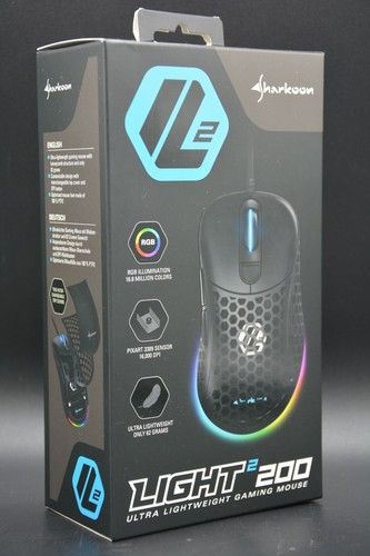 Sharkoon Light ² 200 Gaming Mouse Optical 16000dpi USB 6 Buttons Black Ovp New - Picture 1 of 5