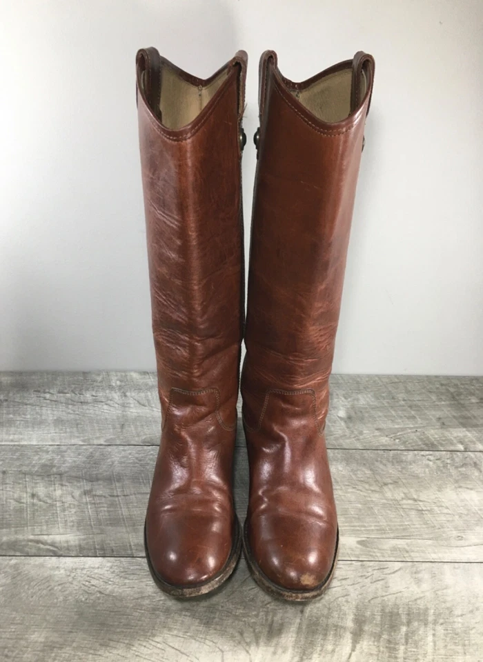 Womens Frye #77167 Melissa Button Leather Equestrian Riding Biker Boots Size 7.5 - Image 3 of 4