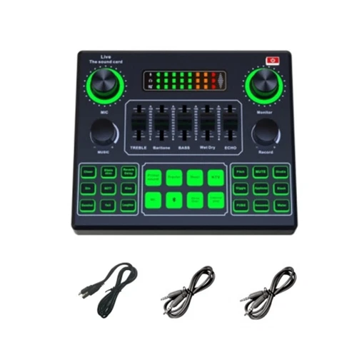 V9SJ Live Sound Card Voice Changer with 12 Scene and Electronic Effects Mixer