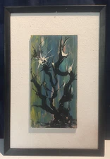 Vintage Oil Painting Artist Signed Abstract Expressionism