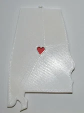 ALABAMA STATE OUTLINE MONTGOMERY HEART CUTOUT HOLIDAY ORNAMENT USA PR244-AL