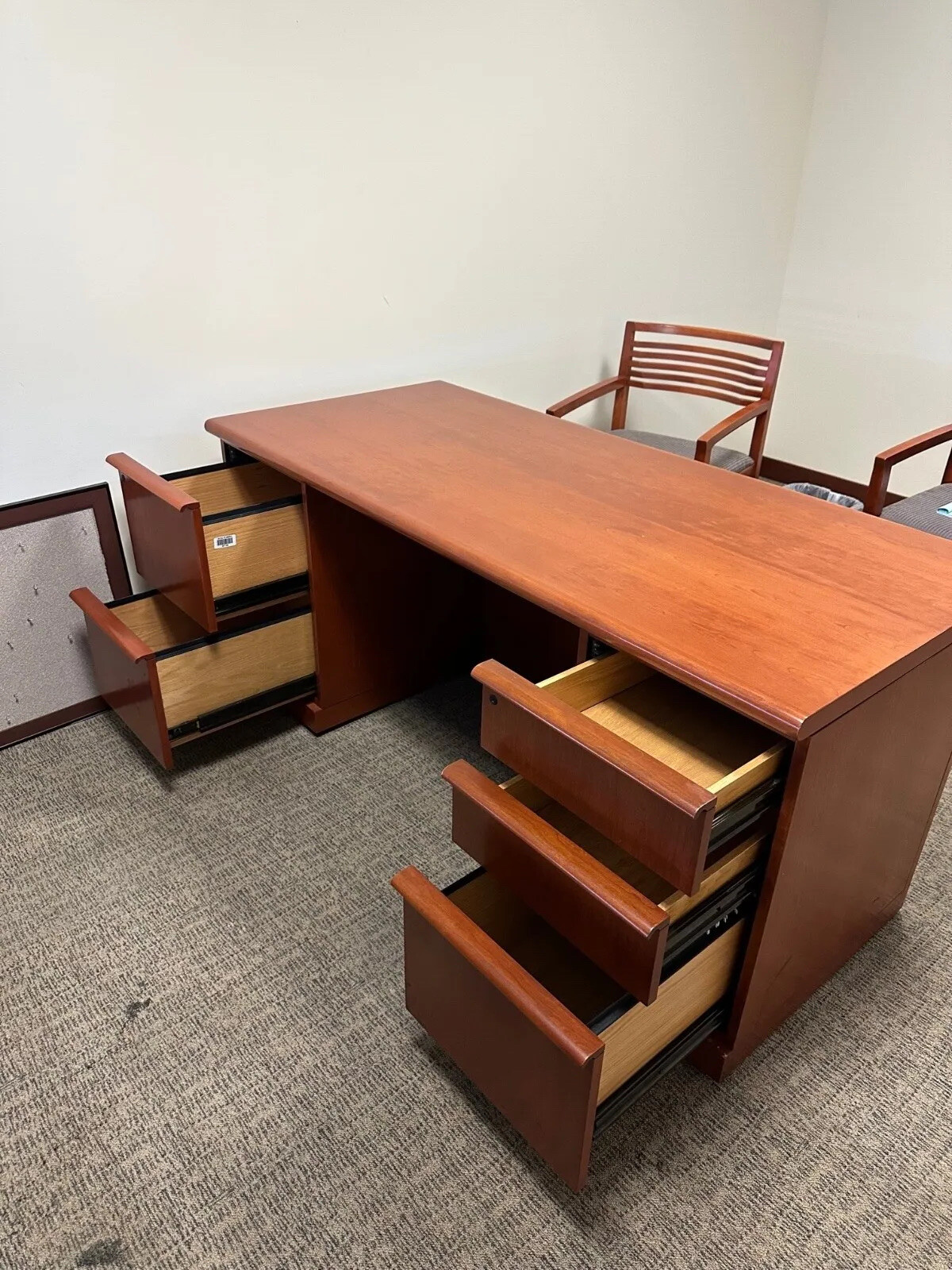 Executive Desk and Credenza Set by Geiger Office Furniture in Cherry