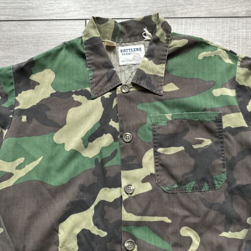 Vintage Rattlers Marke Camouflage Hausarbeit Mantel Stil Jagd Knopfleiste USA Herren L - Bild 2 von 9