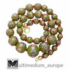 Vtg Murano Glas Kette Halskette Grün glass necklace millefiori
