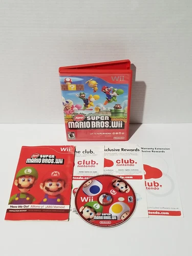 New Super Mario Bros. Wii Nintendo Wii, 2009 Complete W/Manual CIB *NOT WORKING*