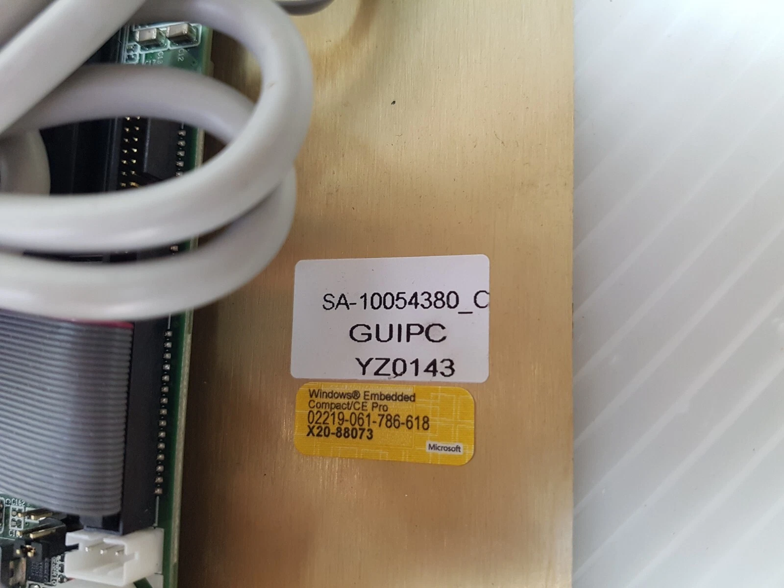 Lumenis SA-10054380_C GUIPC label and Windows Embedded label on the chassis